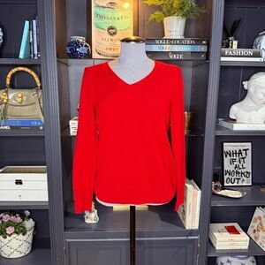 Talbots 100% Cashmere Red V-Neck Sweater – Size M